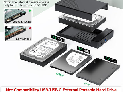 3.5 Hard Drive Enclosure, CLAVOOP USB 3.0 Internal Hard Drive Case