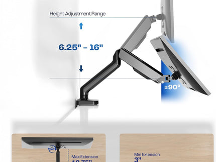 VIVO Single Monitor Desk Mount – Mechanical Arm, Fits 17–32" Screens, Height Adjustable, VESA Compatible – STAND-V001O
