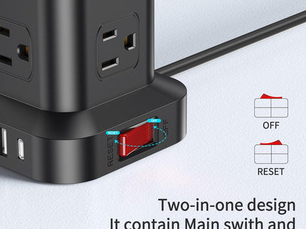 Extension Cord with Multiple Outlets, Surge Protector Power Strip