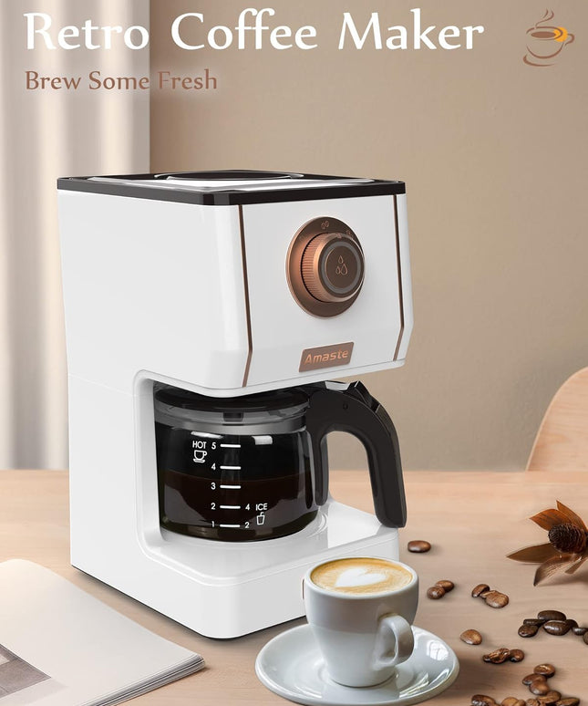 Amaste Retro Style Coffee Machine with 25 Oz Glass Coffee Pot