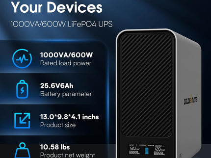 1000VA/600W Lithium UPS Battery Backup