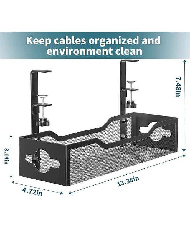 Under-Desk Metal Mesh Cable Management Tray