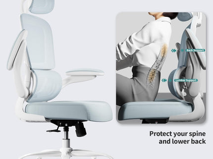 TRALT Ergonomic Office Chair – Mesh, High Back, Wheels – Blue