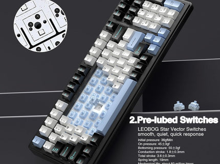 AULA F99 Wireless Mechanical Keyboard – Tri-Mode BT5.0/2.4GHz/USB-C