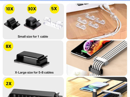 [313Pcs] Cable Management Kit, 67 Adhesive Cable Clips
