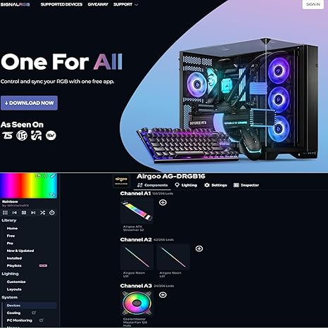 Airgoo 16-Port ARGB Controller – SATA Powered Lighting Hub, SignalRGB/OpenRGB Software, AG-DRGB16