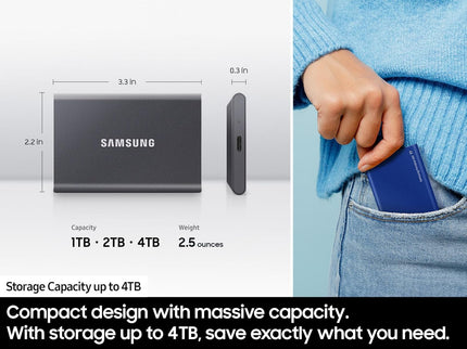 SAMSUNG T7 Portable SSD, 1TB External Solid State Drive