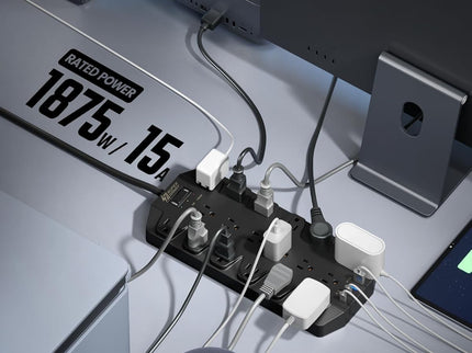 Surge Protector Power Strip, SUPERDANNY 18 AC Outlets with 4 USB Ports