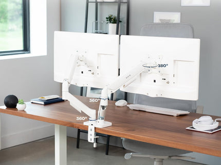 VIVO Dual Monitor Desk Mount – Mechanical Arm, Fits up to 32" Screens (19.8 lbs per Arm), Articulating Counterbalance, VESA – White, STAND-V002OW