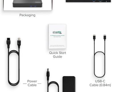 Plugable USB C Triple Display Docking Station with Laptop Charging, f