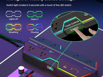 4000J Surge Protector Power Strip with USB Ports