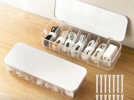 2-Pc Cable Organizer Storage Box with 14 Wire Ties