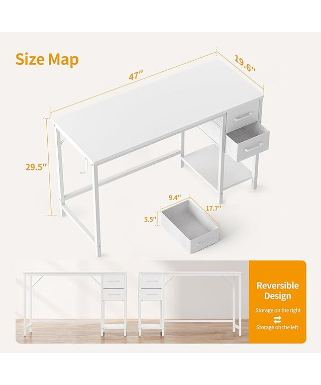 CubiCubi Computer Desk with 2 Drawers