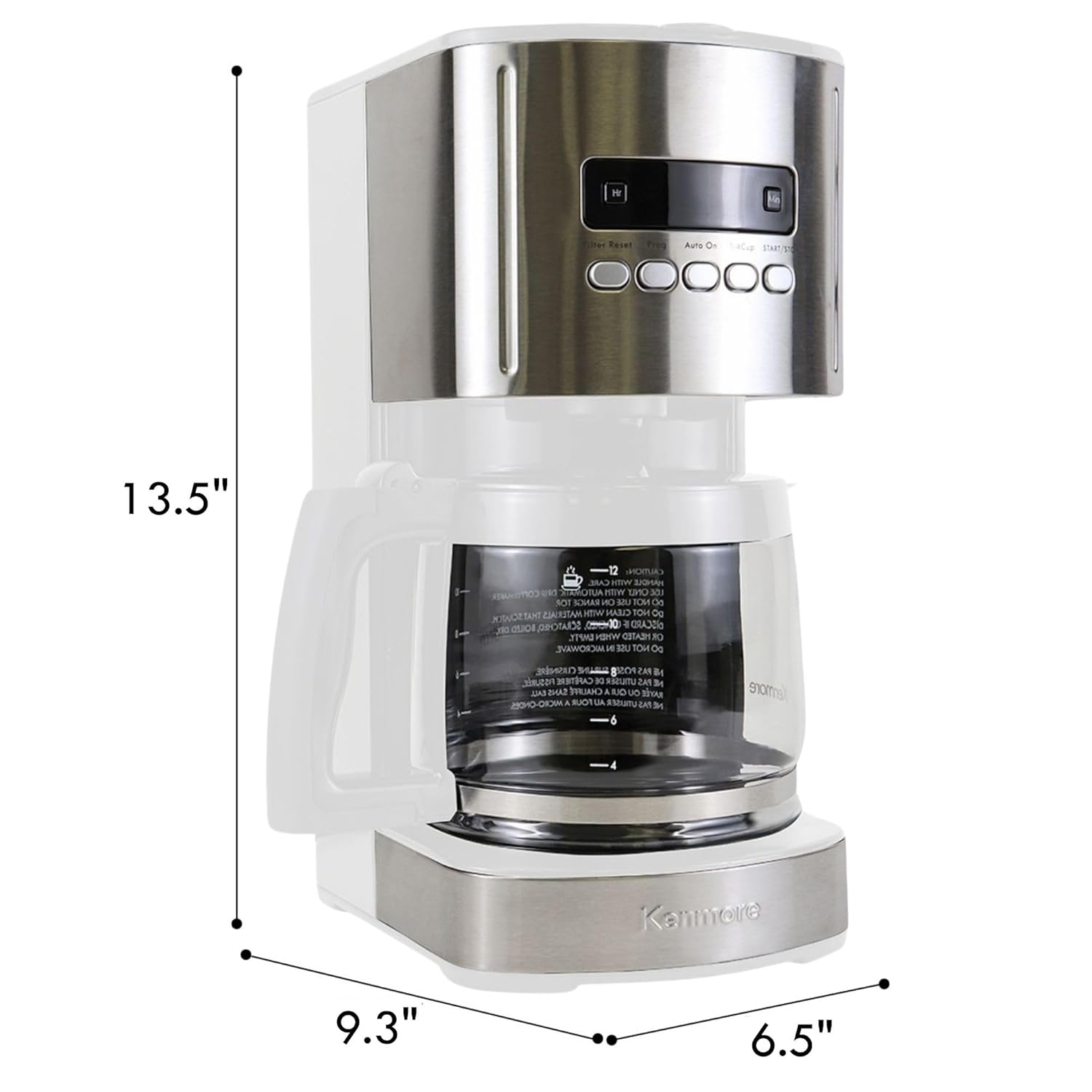 Kenmore Drip Coffee Maker - 12 Cup Programmable Cafe Machine With Glass Pot