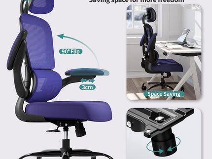 Ergonomic Office Chair – Mesh, High Back, Wheels – Violet