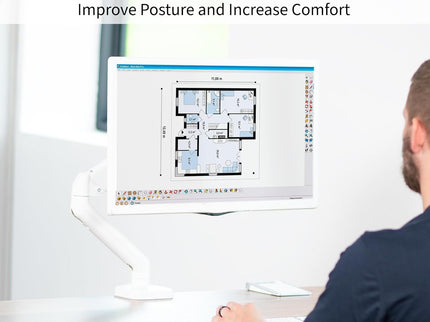 VIVO Single Monitor Desk Mount – Mechanical Arm, Fits 17–32" Screens, Height Adjustable, VESA Compatible – White, STAND-V001OW