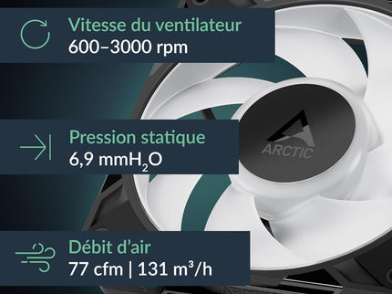 ARCTIC P12 Pro A-RGB 120mm PWM Fan – 600–3000 RPM, 5V Digital RGB, Fluid Dynamic Bearing, 4-Pin – Black