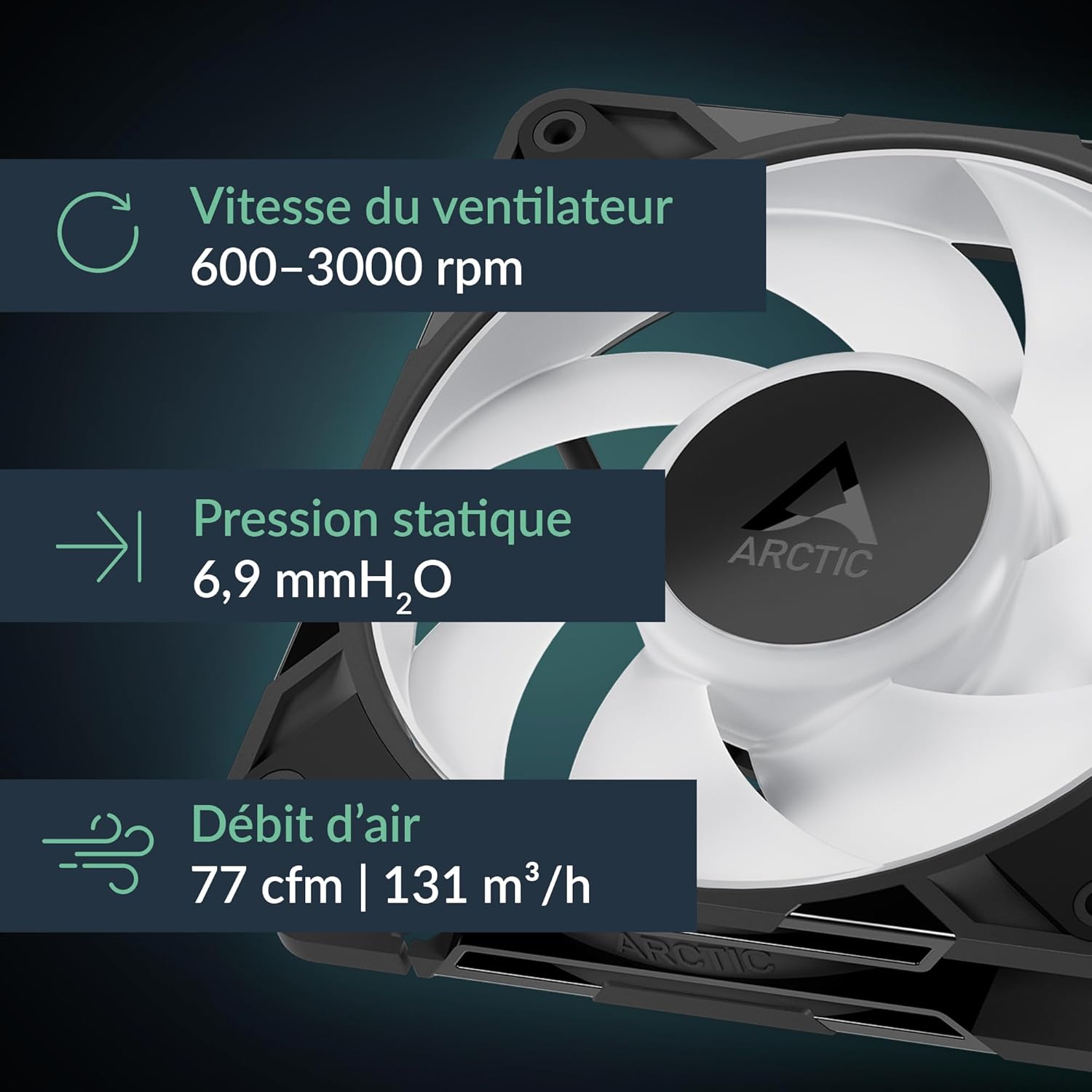 ARCTIC P12 Pro A-RGB 120mm PWM Fan – 600–3000 RPM, 5V Digital RGB, Fluid Dynamic Bearing, 4-Pin – Black