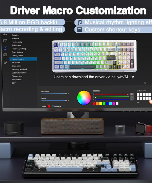 AULA F99 Wireless Mechanical Keyboard – Tri-Mode BT5.0/2.4GHz/USB-C