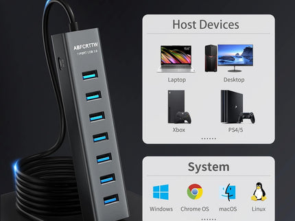 4Ft 7-Port USB 3.0 Hub