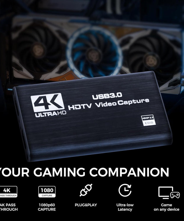 4K HDMI Capture Card for Streaming & Gaming, USB 3.0 Audio Video Capture Device 1080P 60FPS, Low Latency, HDMI Loop Out, Capture Card for PS5, Xbox, Nintendo Switch, PC, Mac, OBS - MSP231