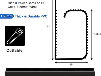 ZhiYo Under Desk Cable Management – 63" (4×15.7") J-Channel