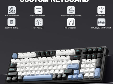 AULA F99 Wireless Mechanical Keyboard – Tri-Mode BT5.0/2.4GHz/USB-C