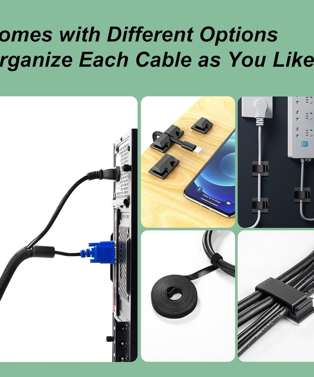 OneLeaf 183Pcs Cable Management Kit, Multifunction Wire Organizers for Cords, Cable Organizer for Desk, Computer Cord Management, Various Accessories Chord Organization for Home, Office, Data Centers