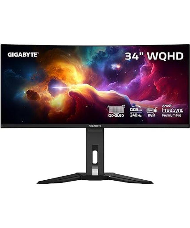 GIGABYTE MO34WQC2 34" QD-OLED Curved Gaming Monitor