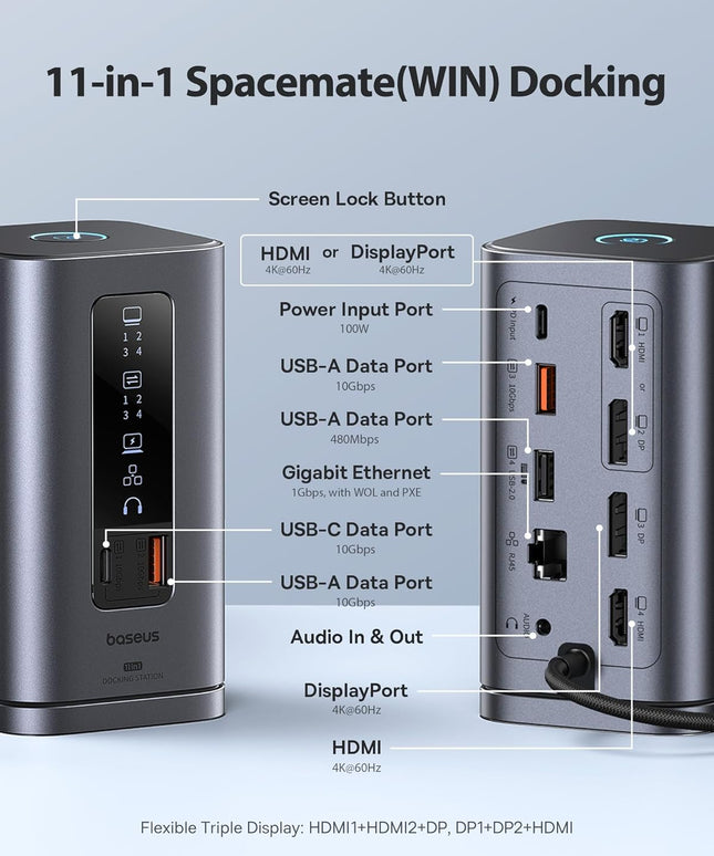 Baseus Docking Station, Spacemate(Win) 11 in 1