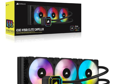 Corsair iCUE H150i Elite Capellix Liquid CPU Cooler, RGB Pump + Fans, 360mm for Radiator