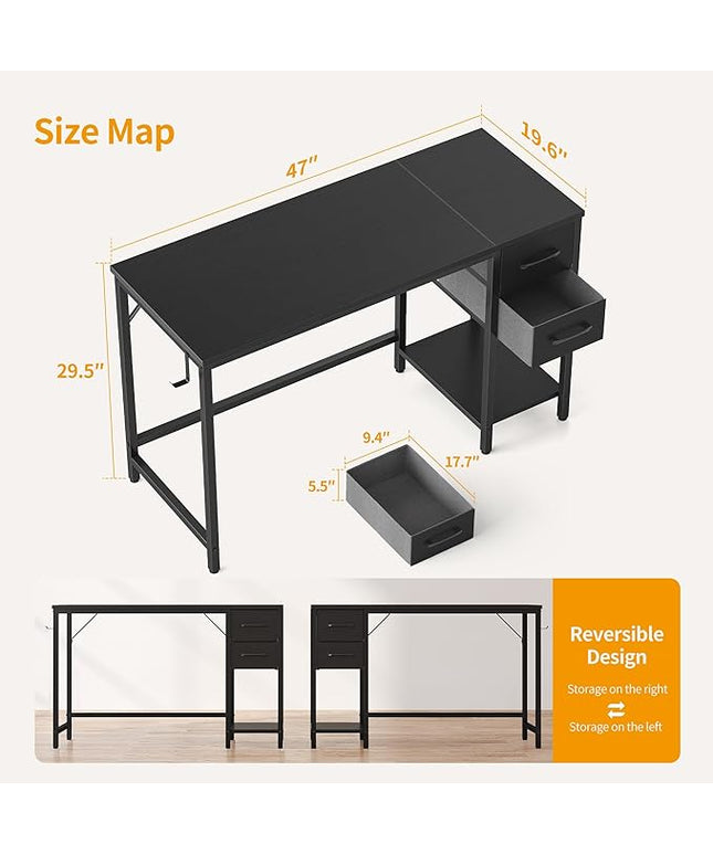 CubiCubi Computer Desk with 2 Drawers