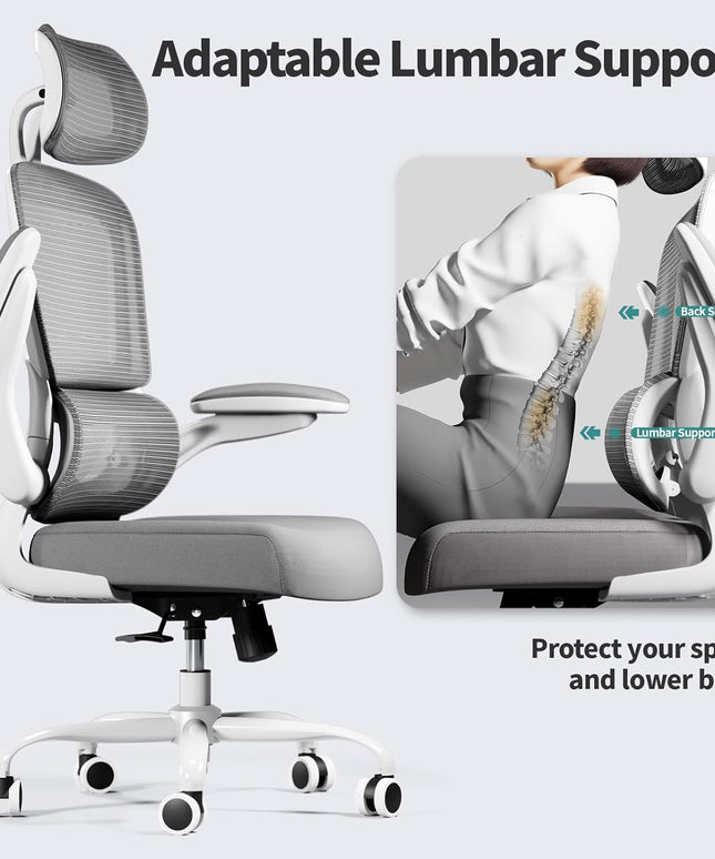 Ergonomic Office Chair – Mesh, High Back, Wheels – Grey