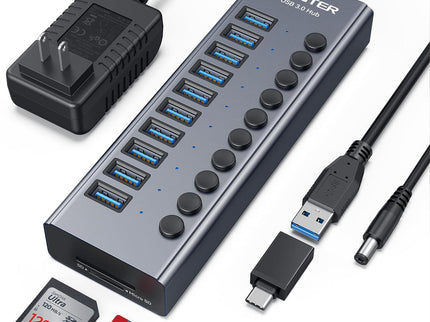 Powered USB 3.0 Hub, Wenter 10 Ports 36W Powered USB Hub