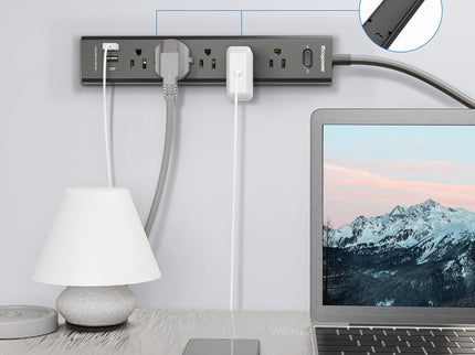 2 Pack Power Strip Surge Protector-5 Widely Spaced Outlets 3 USB Port