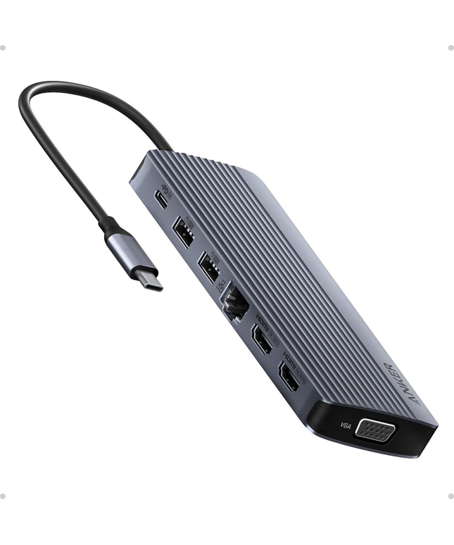 Anker Laptop Docking Station, 14 in 1 USB C Hub, Triple Display with 2 x 4K HDMI, 1080p VGA, 80W Power Delivery, 5Gbps USB-A/C Data Ports for MacBook, Dell XPS and More (Charger not Included)