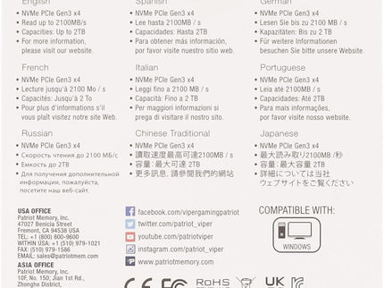 Patriot P300 M.2 PCIe Gen 3 x4 512GB Low-Power Consumption SSD