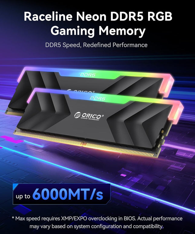 ORICO Raceline Neon DDR5 RGB RAM 32GB