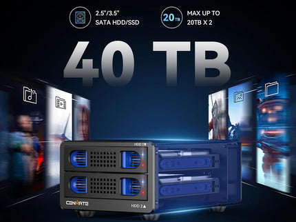 Aluminum Dual Bay Hard Drive Enclosure with Cooling Fan