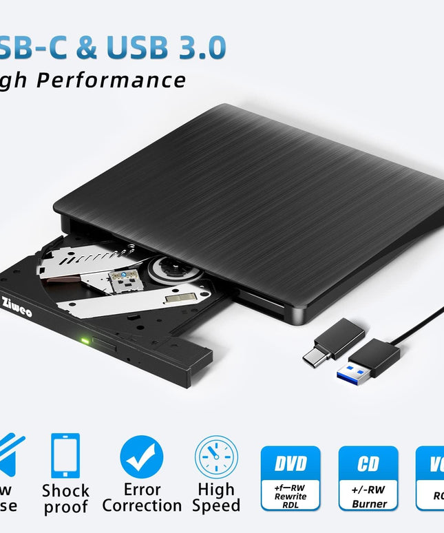 External DVD Drive USB 3.0 Type-C CD Burner Portable