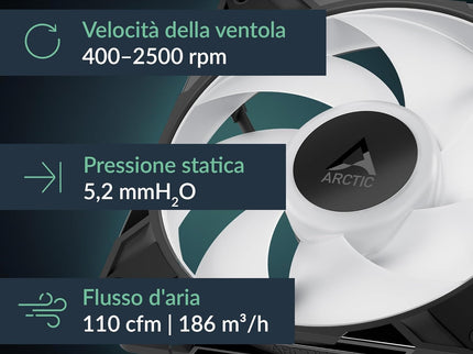 ARCTIC P14 Pro A-RGB 140mm PWM Case Fans – 3-Pack, 400–2500 RPM, 5V Digital RGB, Fluid Dynamic Bearing, 4-Pin – Black