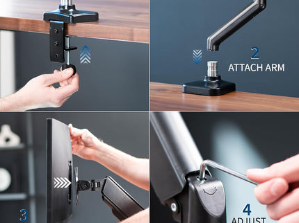 VIVO Single Monitor Desk Mount – Mechanical Arm, Fits 17–32" Screens, Height Adjustable, VESA Compatible – STAND-V001O