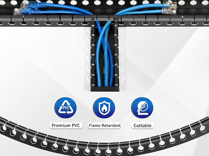 ZhiYo Cable Raceway – 156" (4×39") PVC Under Desk Cord Organizer