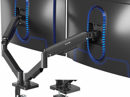 VIVO Dual Monitor Desk Mount – Pneumatic Arm, Fits up to 32" Screens (19.8 lbs per Arm), Articulating Counterbalance, VESA – STAND-V002O