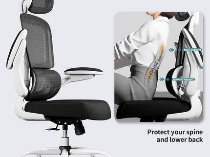 TRALT Ergonomic Office Chair – Mesh, High Back, Wheels – Black & White