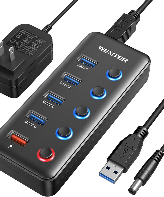 Powered USB Hub, Wenter 5 Ports USB 3.0 Hub