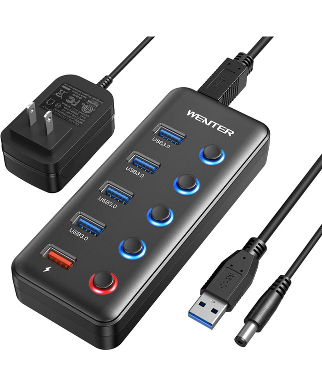 Powered USB Hub, Wenter 5 Ports USB 3.0 Hub