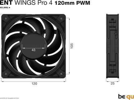 be quiet! Silent Wings Pro 4 120mm PWM 3000 RPM Low Noise Cooling Fan – 4-Pin (BL098)