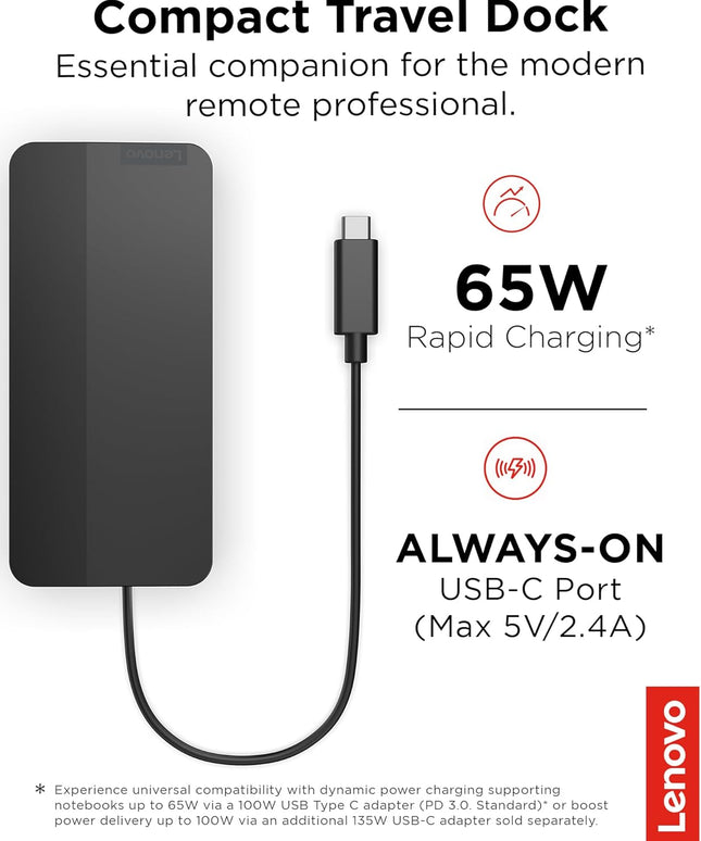 Lenovo USB-C Dual Display Travel Dock