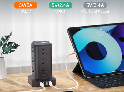 Extension Cord with Multiple Outlets, Surge Protector Power Strip